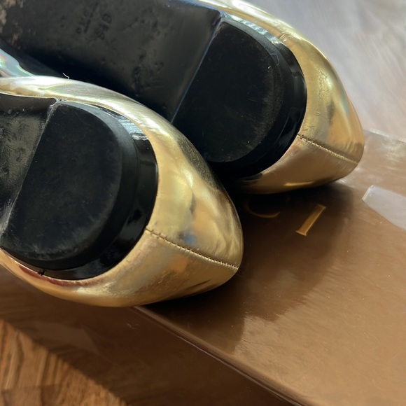 Gucci Moca Pelle Cuoio Nero/ Plati VIT. Vernice Soft/ Miroir Flats Size 6.5 - Picture 8 of 9